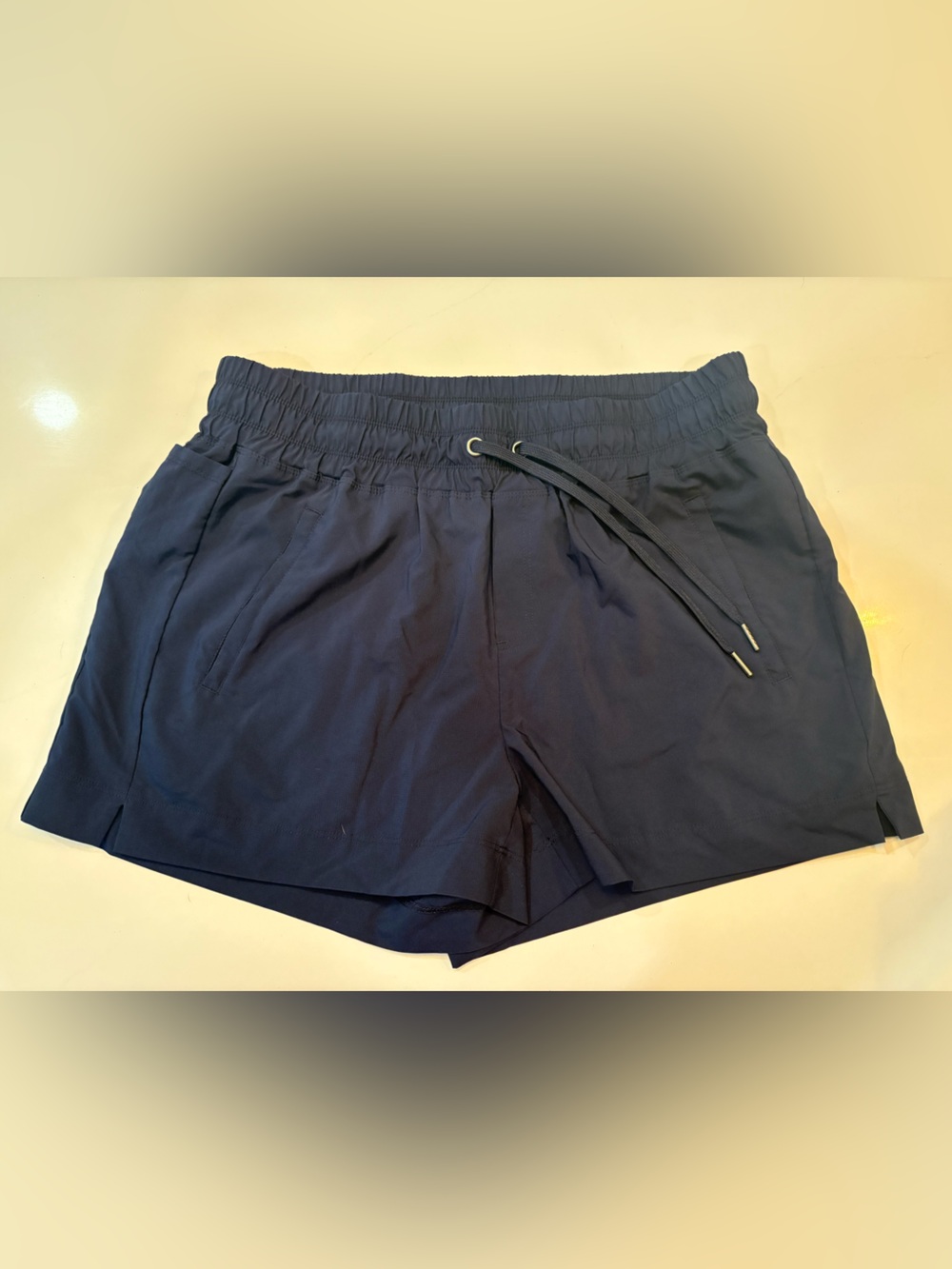 Quince Navy Elastic Waist Athletic Shorts